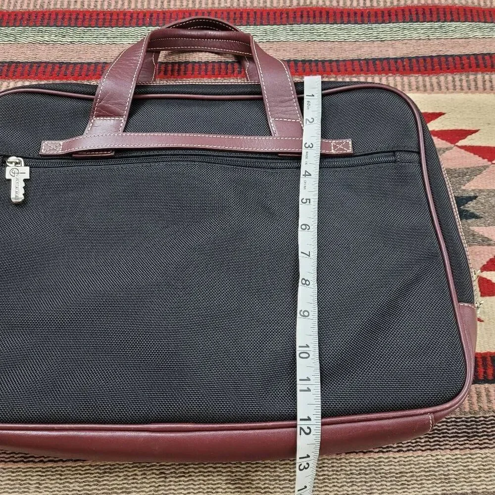 Jack Georges Black Brown Canvas Leather Messenger Laptop Bag Carry On Simple‎
